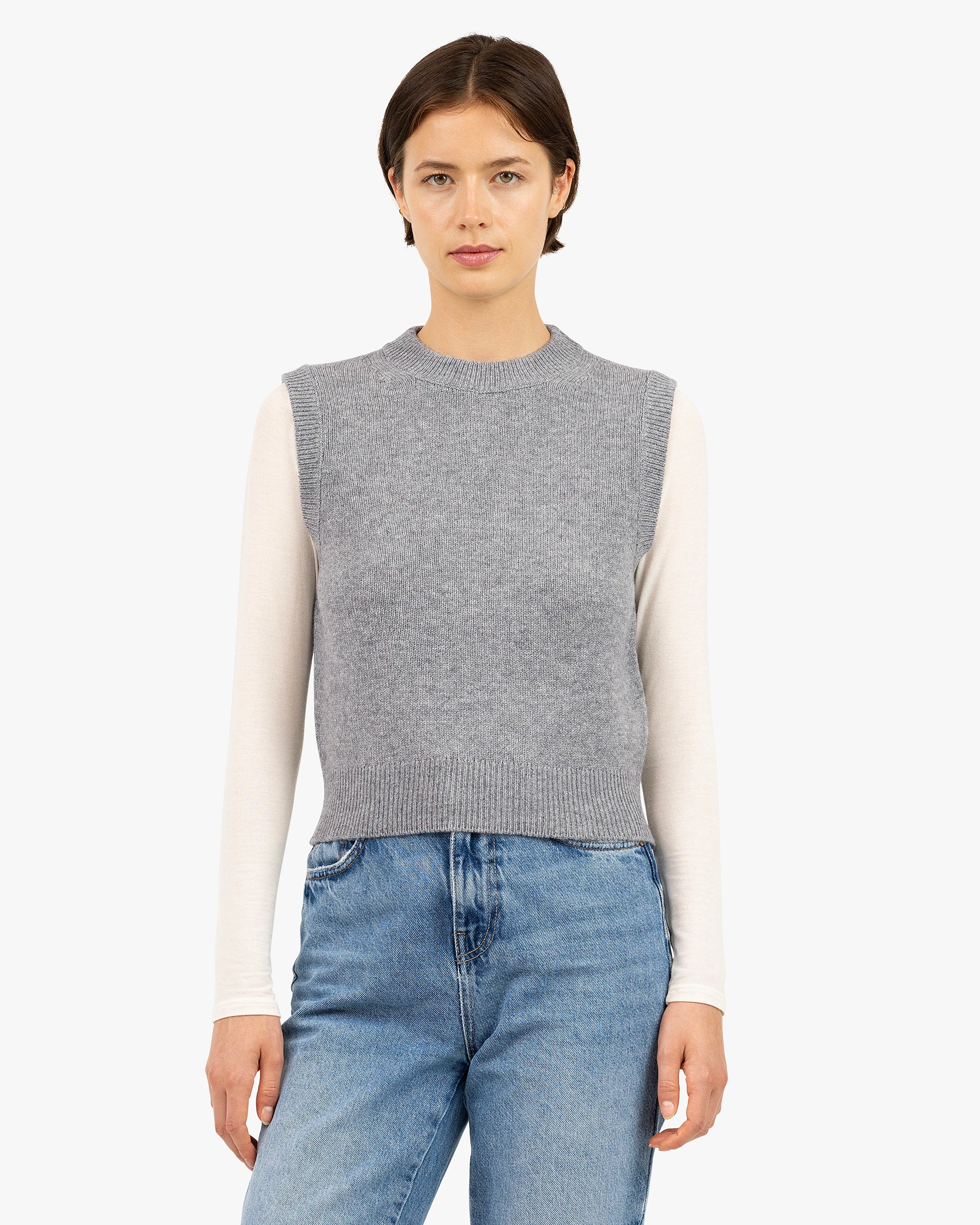 Sorapis Cashmere Cropped Vest - Medium Grey | MaisonCashmere Sorapis Cashmere Cropped Vest - Medium Grey | MaisonCashmere