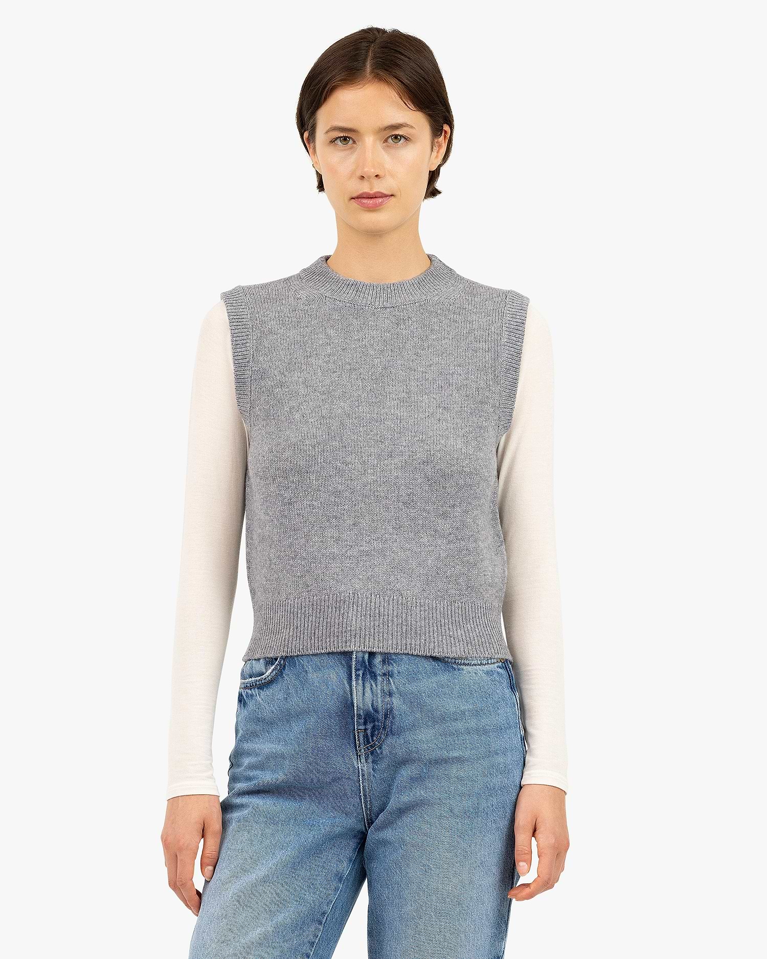 Sorapis Cashmere Cropped Vest - Medium Grey | MaisonCashmere Sorapis Cashmere Cropped Vest - Medium Grey | MaisonCashmere