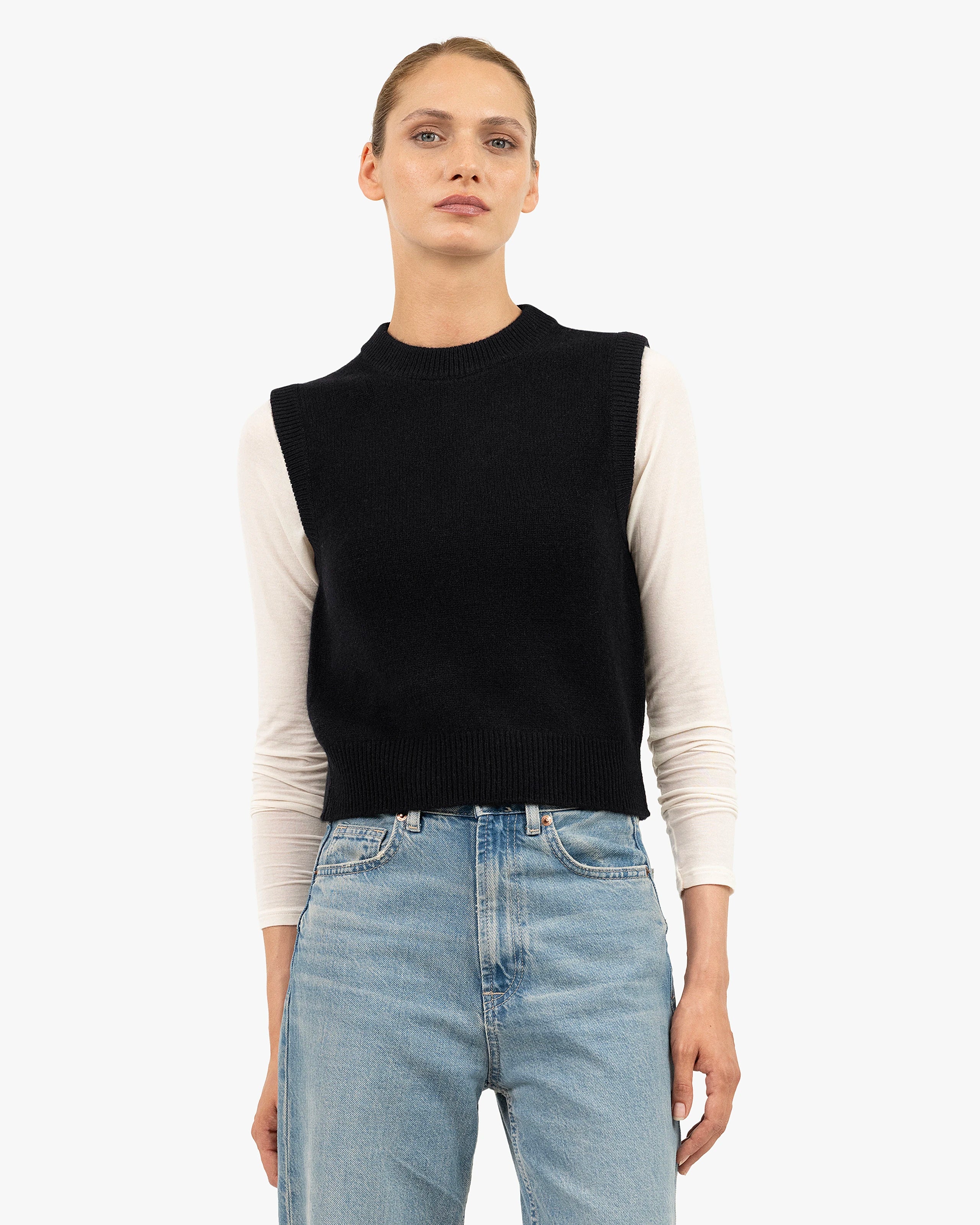 Sorapis Cropped Vest - Black Cashmere