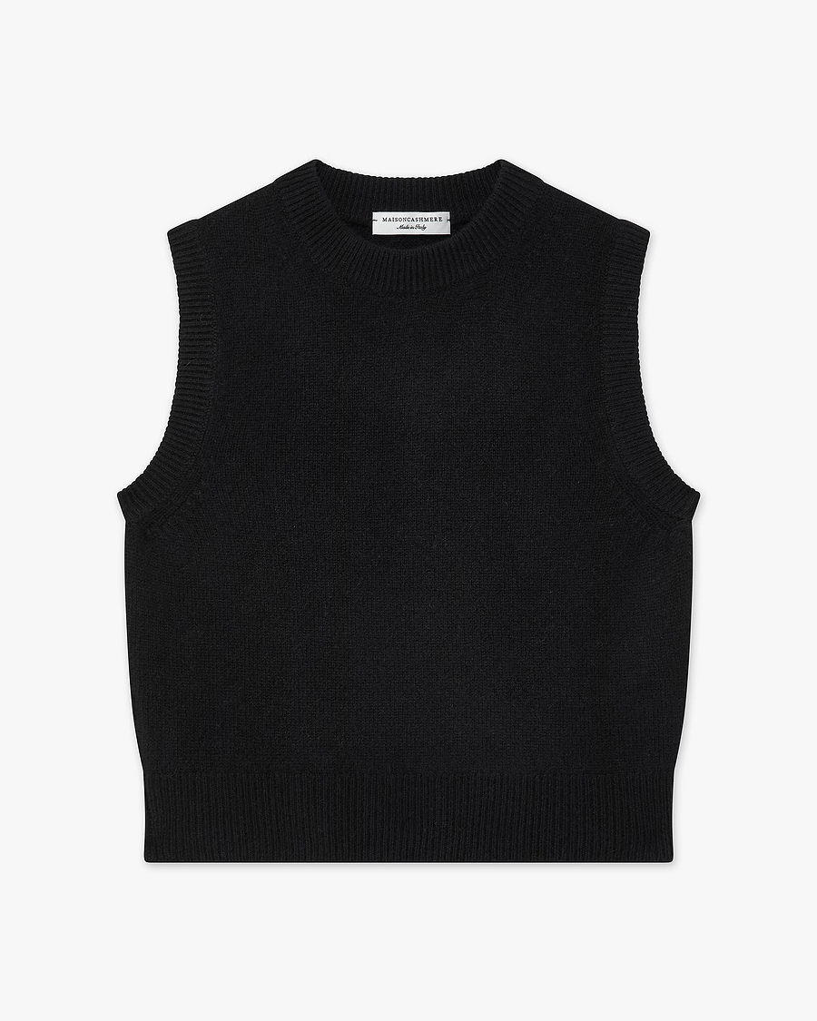 Sorapis Cropped Vest - Black Cashmere