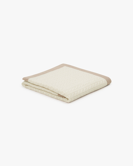Sunday Cable Knit Throw - White Cashmere