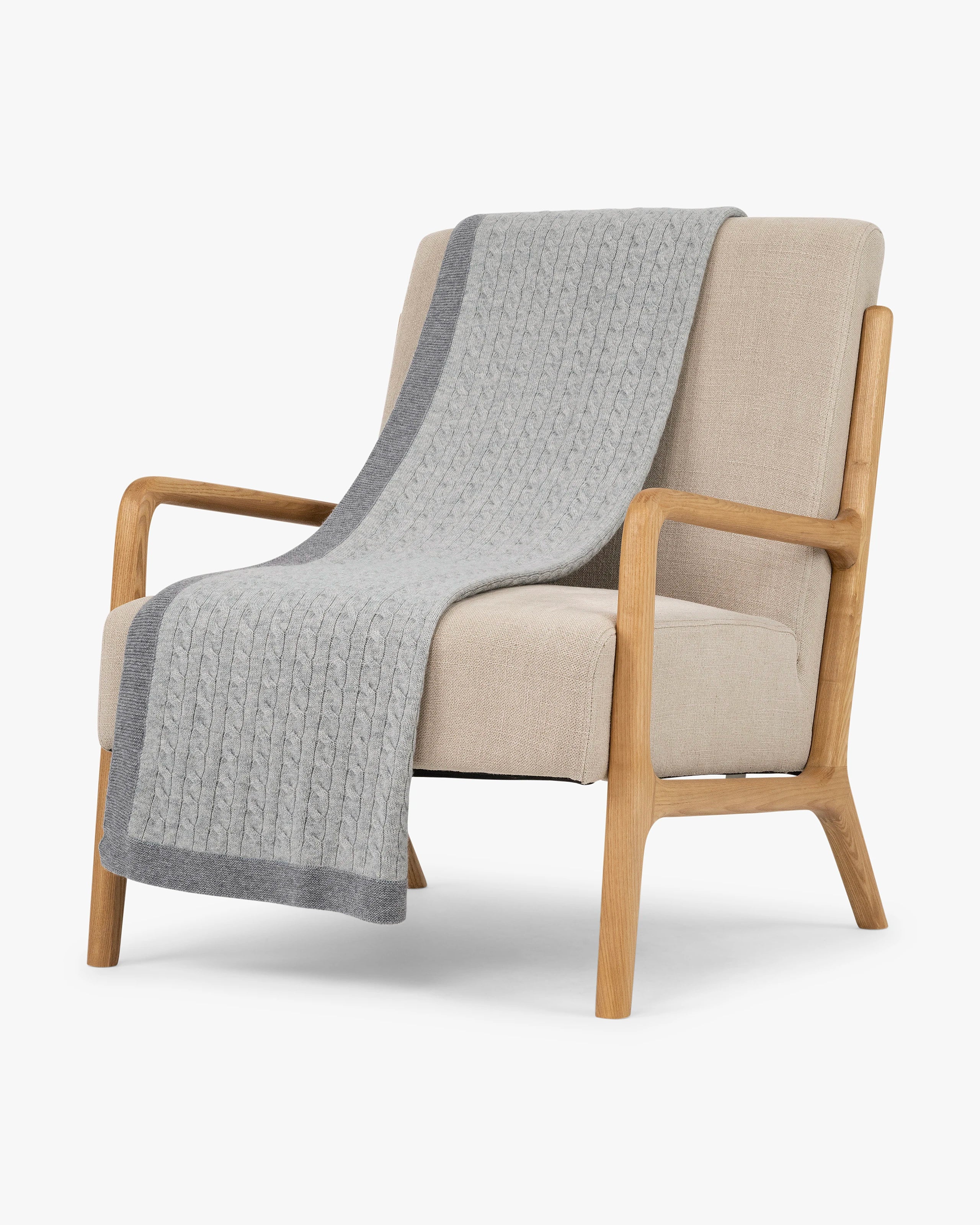 Sunday Cable Knit Throw - Light Grey Cashmere