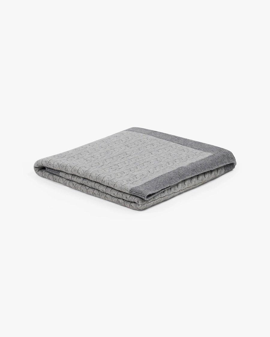 Sunday Cable Knit Throw - Light Grey Cashmere