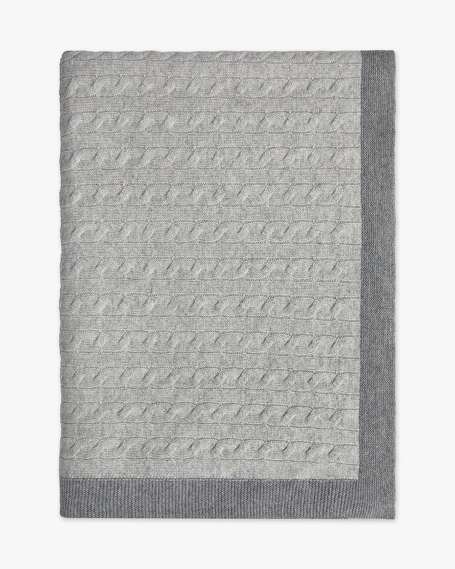 Sunday Cable Knit Throw - Light Grey Cashmere