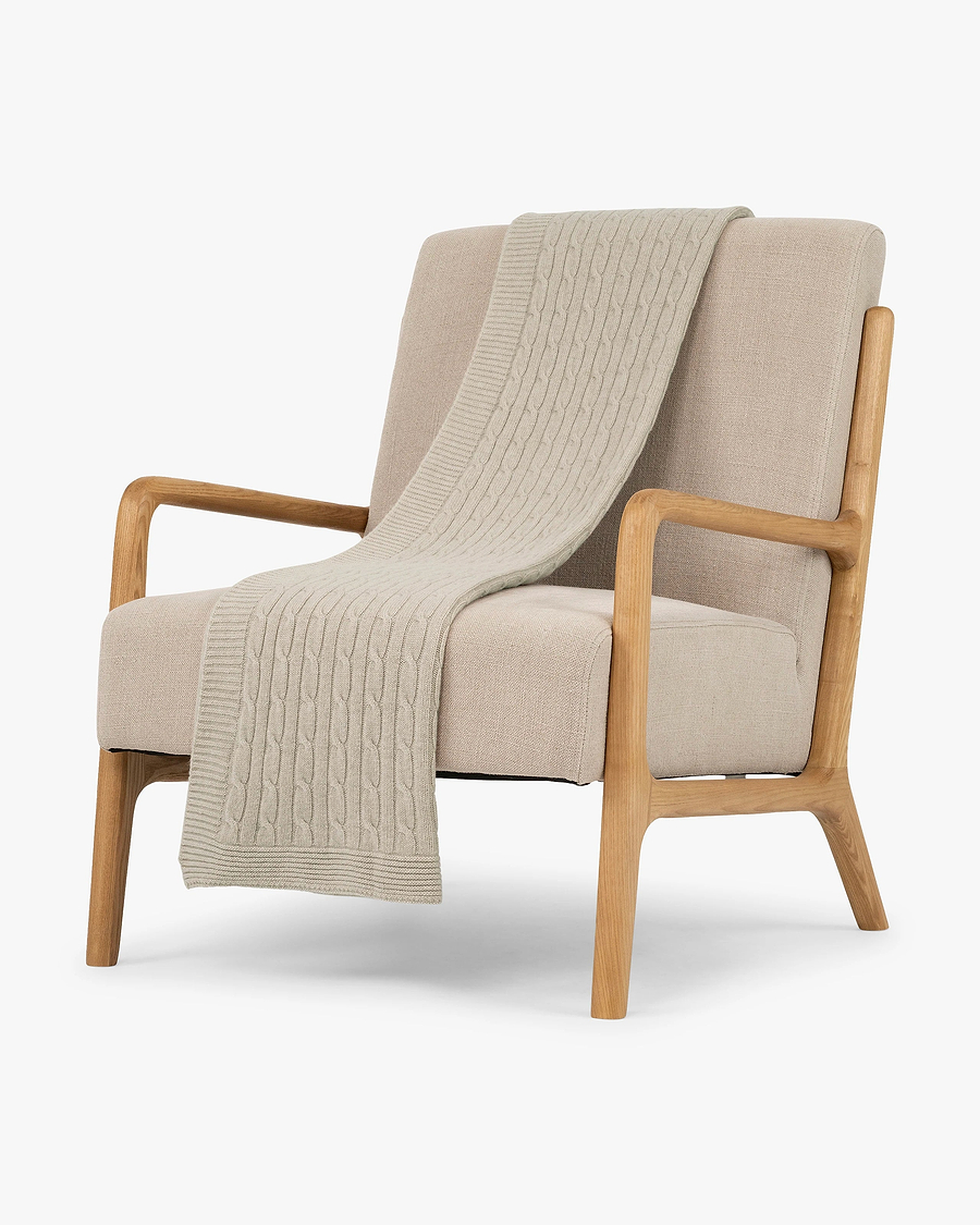 Tressé Cable Throw - Beige Cashmere