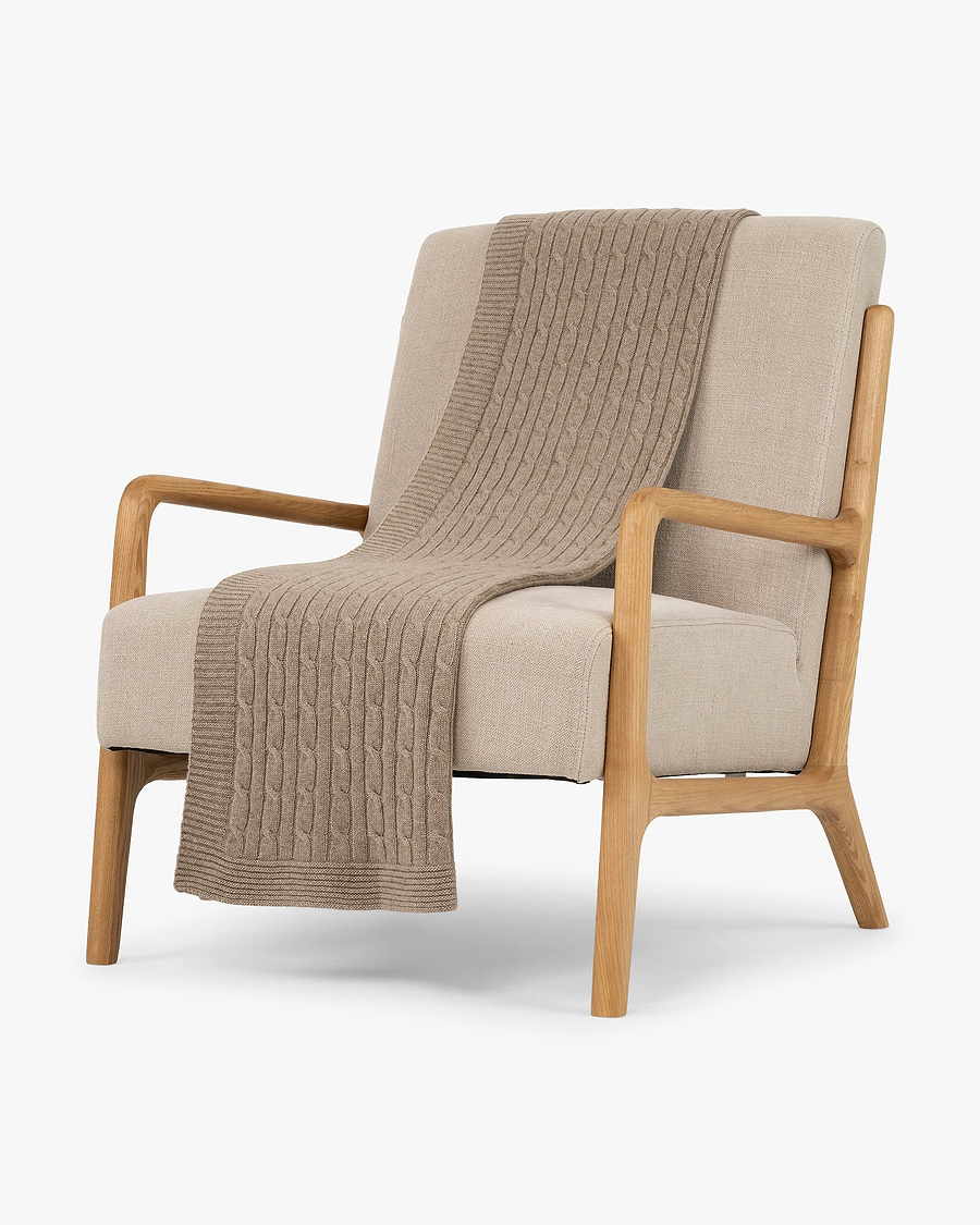 Tressé Cable Throw - Taupe Cashmere