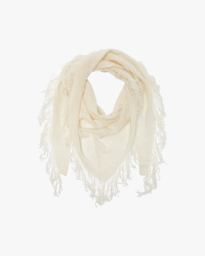 Pointelle Triangle Scarf - White Cashmere