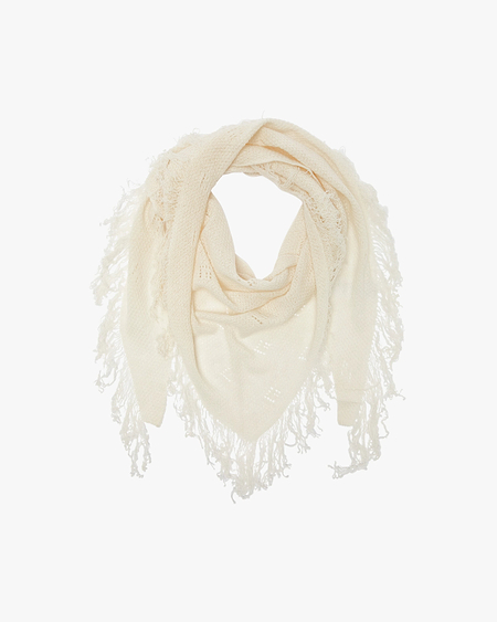 Pointelle Triangle Scarf - White Cashmere
