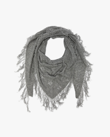 Pointelle Triangle Scarf - Medium Grey Cashmere