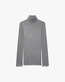 Pull Col Roulé Plissé - Gris