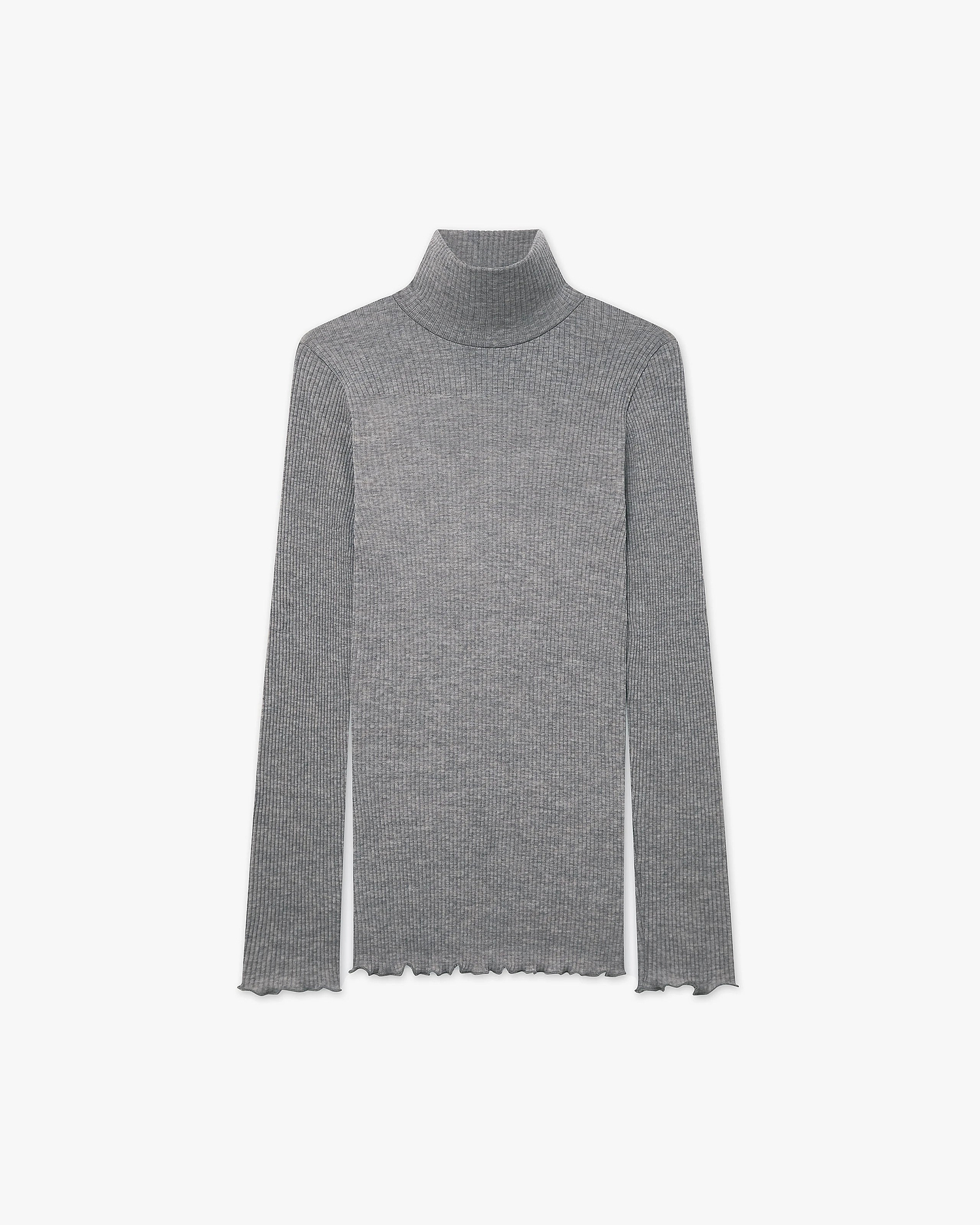 Pleated Turtleneck - Grey Merino / Seta