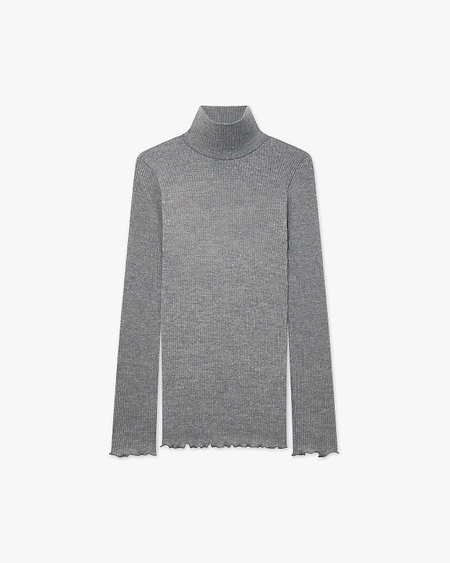 Pleated Turtleneck - Grey Merino / Seta