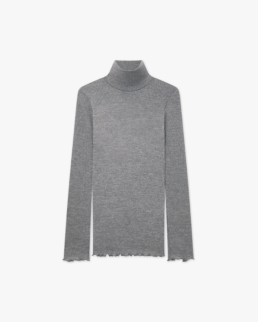 Pleated Turtleneck - Grey Merino / Seta