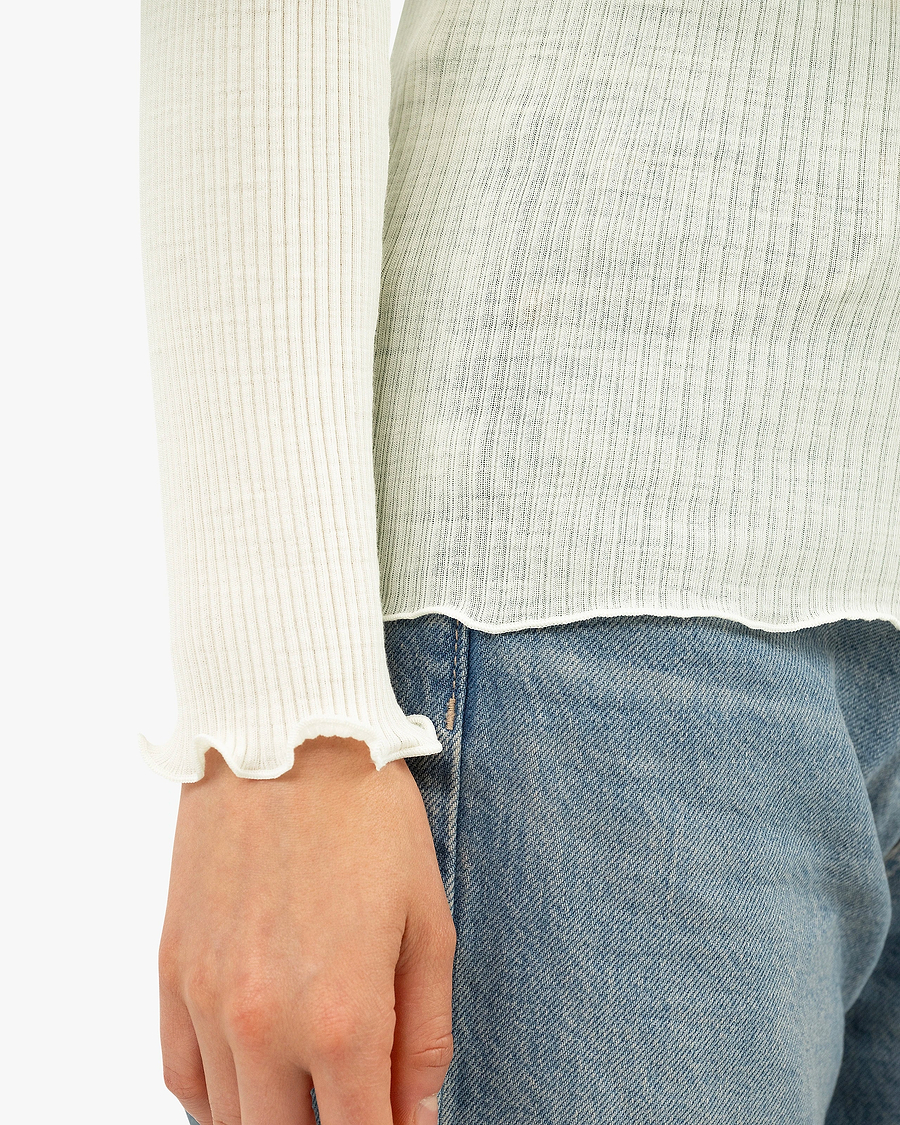 Pleated Turtleneck - White Merino / Seta