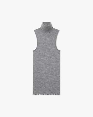 Turtleneck Pleated Tank Top - Grey