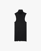 Turtleneck Pleated Tank Top - Black