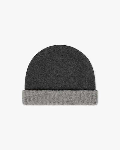 Two-Tone Beanie - Charcoal Cashmere