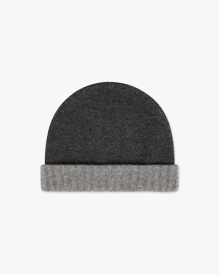 Two-Tone Beanie - Charcoal Cashmere