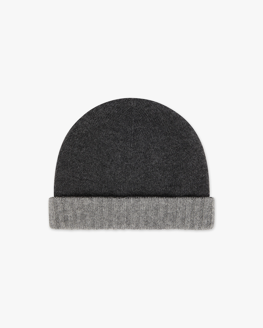 Two-Tone Beanie - Charcoal Cashmere
