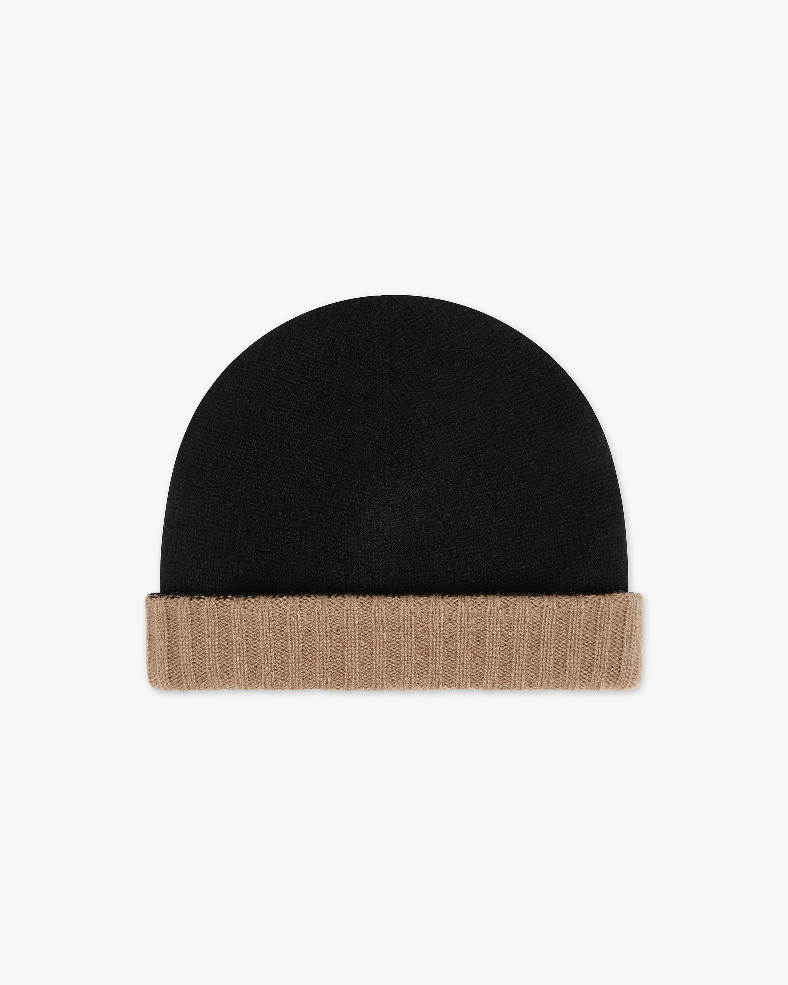 Two-Tone Beanie - Black Cashmere
