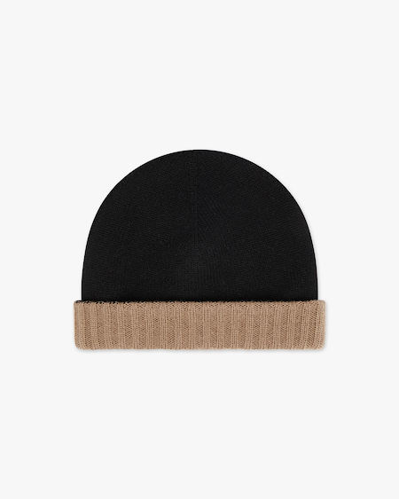 Two-Tone Beanie - Black Cashmere