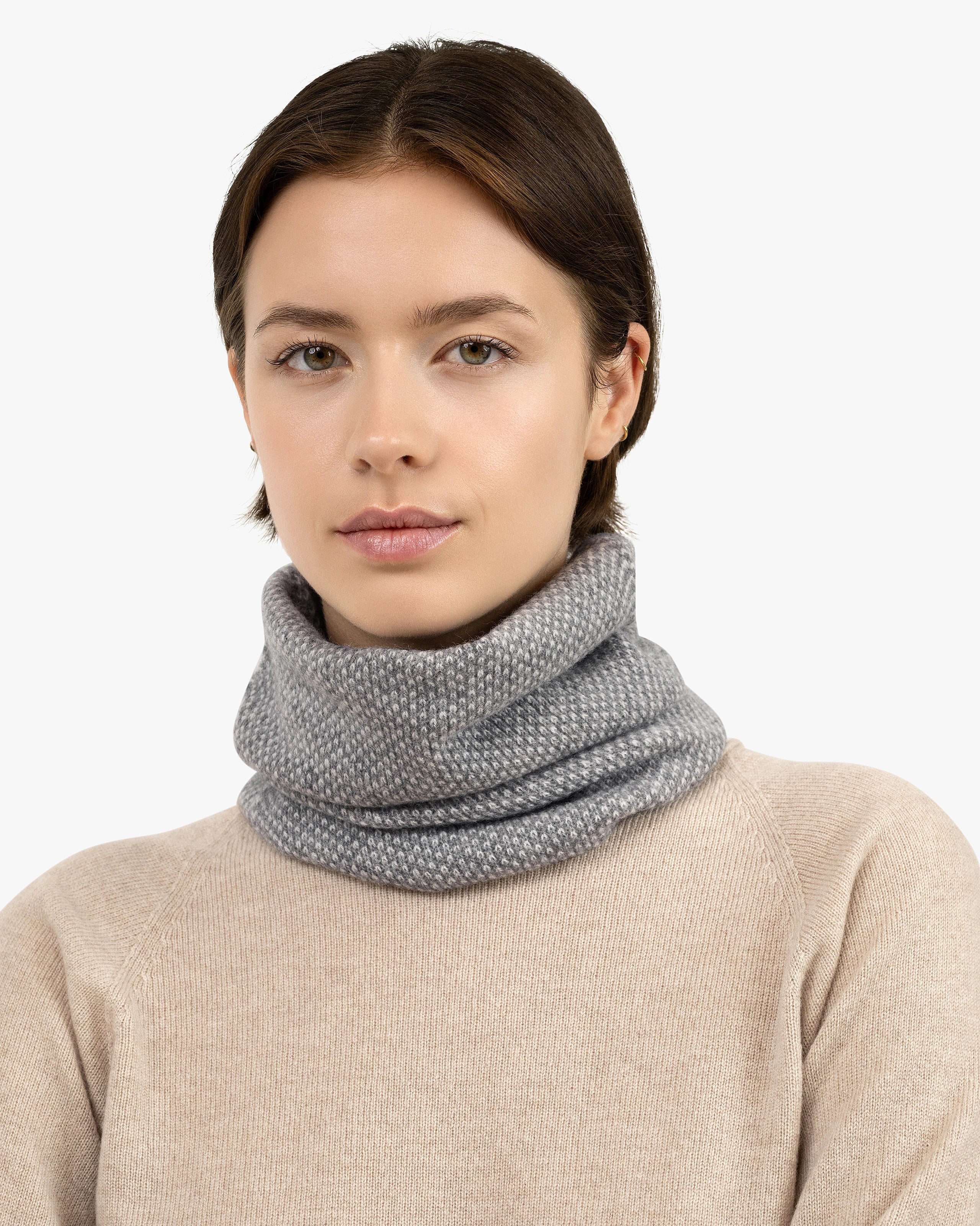 Two-Tone Neck Warmer - Medium Grey Cashmere