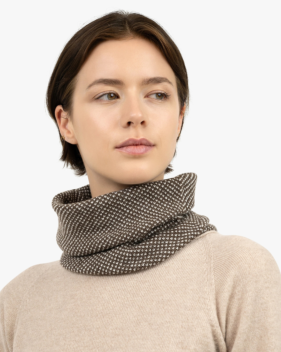 Two-Tone Neck Warmer - Brown Cashmere