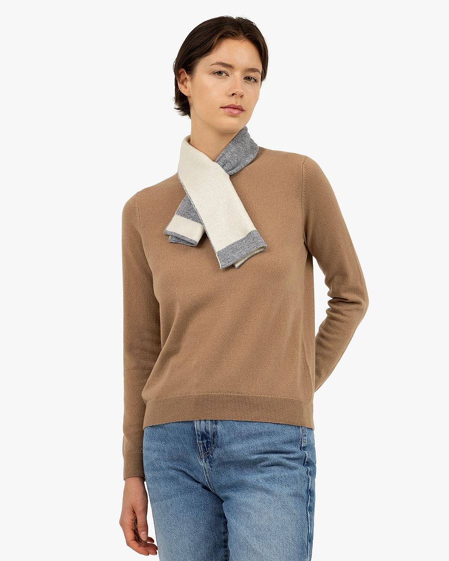 Two-Tone Neck Scarf - Medium Grey Cashmere