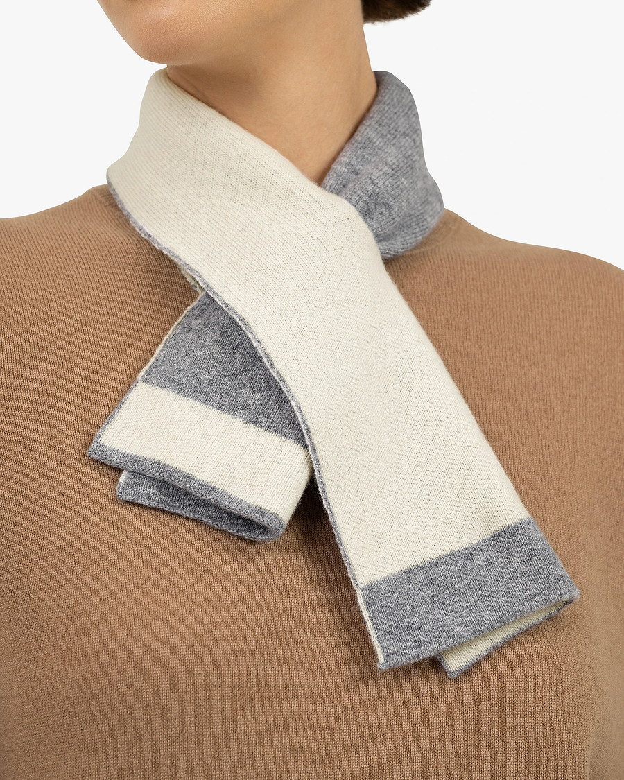 Two-Tone Neck Scarf - Medium Grey Cashmere