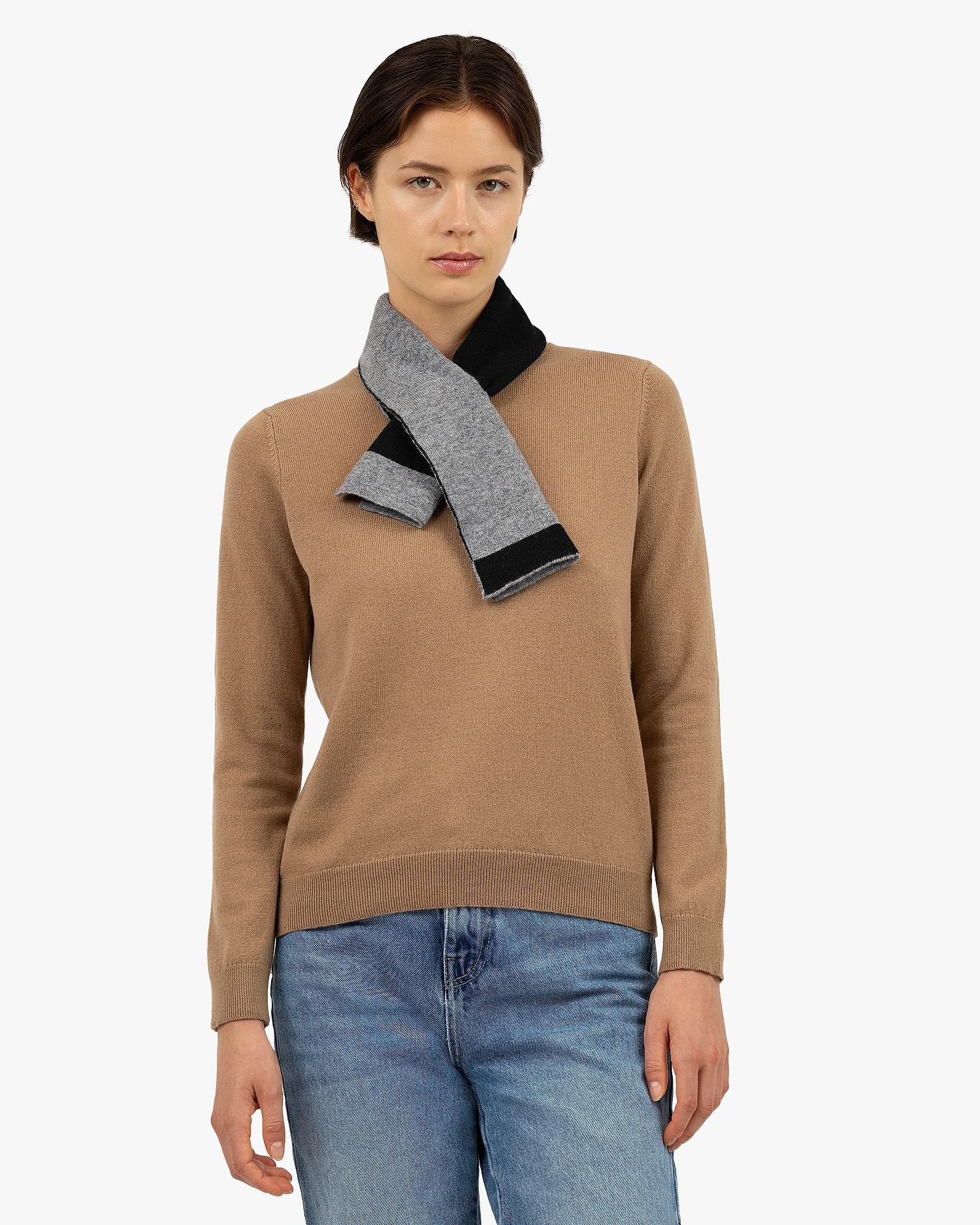 Two-Tone Neck Scarf - Black Cashmere