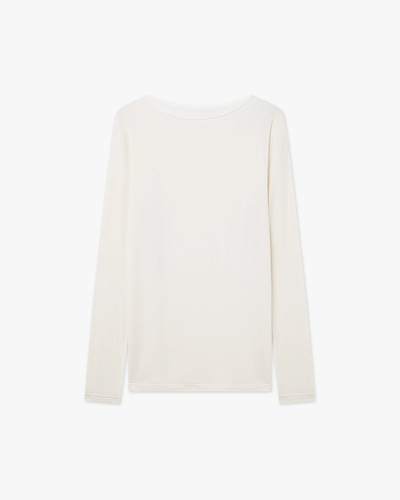 Ultralight Boat Neck Top - White Modal / Cashmere