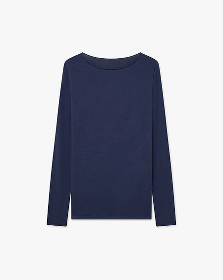 Ultralight Boat Neck Top - Blue Modal / Cashmere