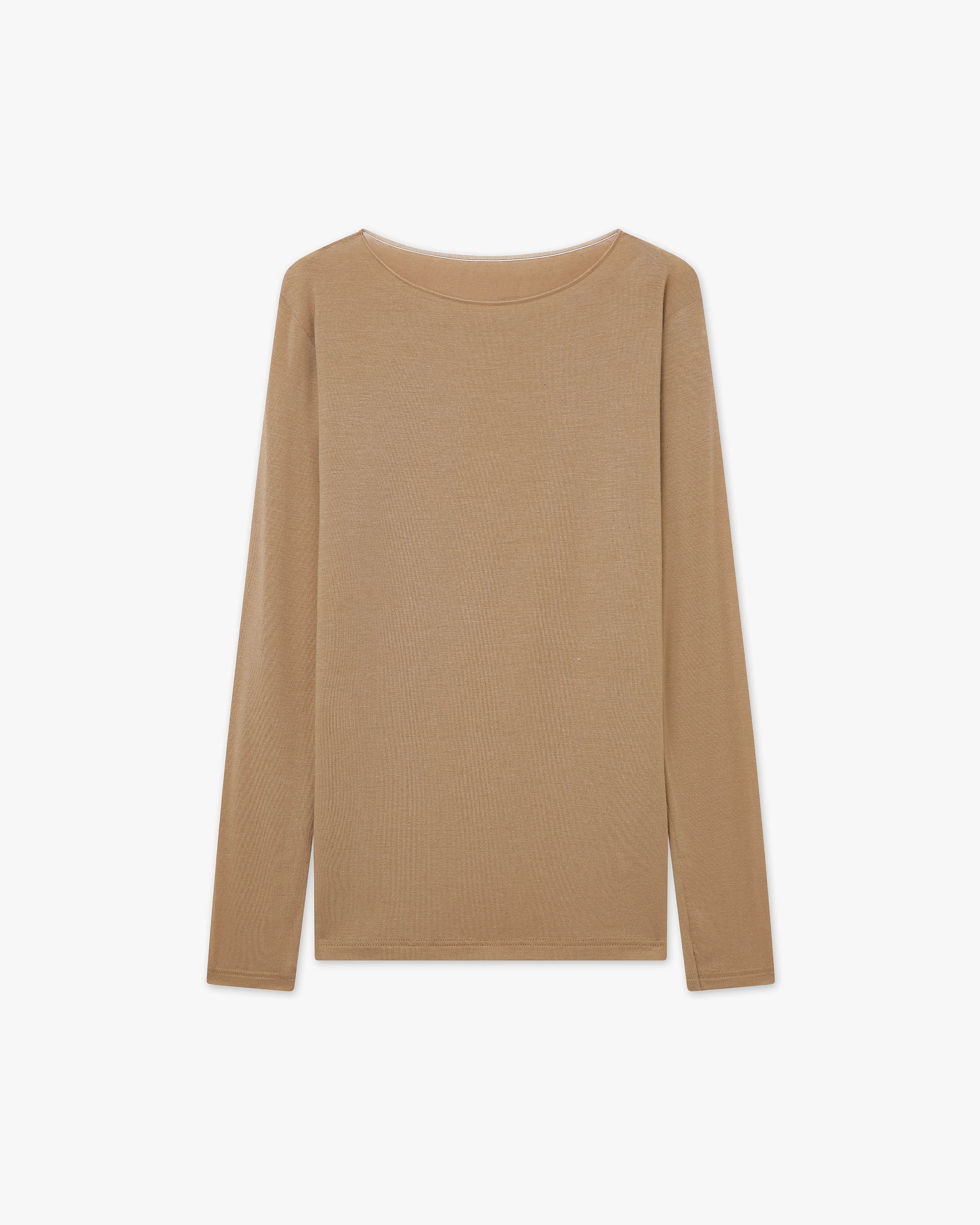 Ultralight Boat Neck Top - Camel Modal / Cashmere