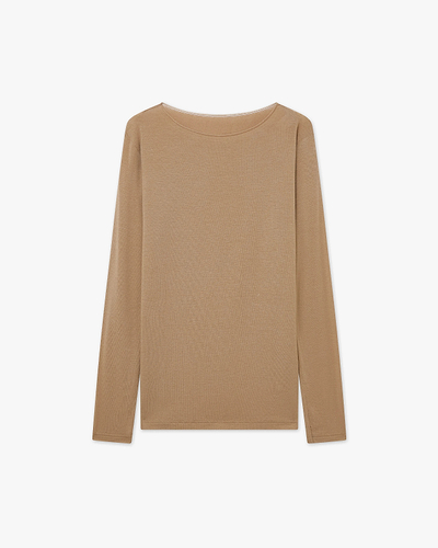 Ultralight Boat Neck Top - Camel Modal / Cashmere