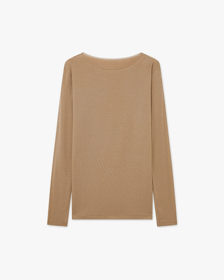 Ultralight Boat Neck Top - Camel Modal / Cashmere