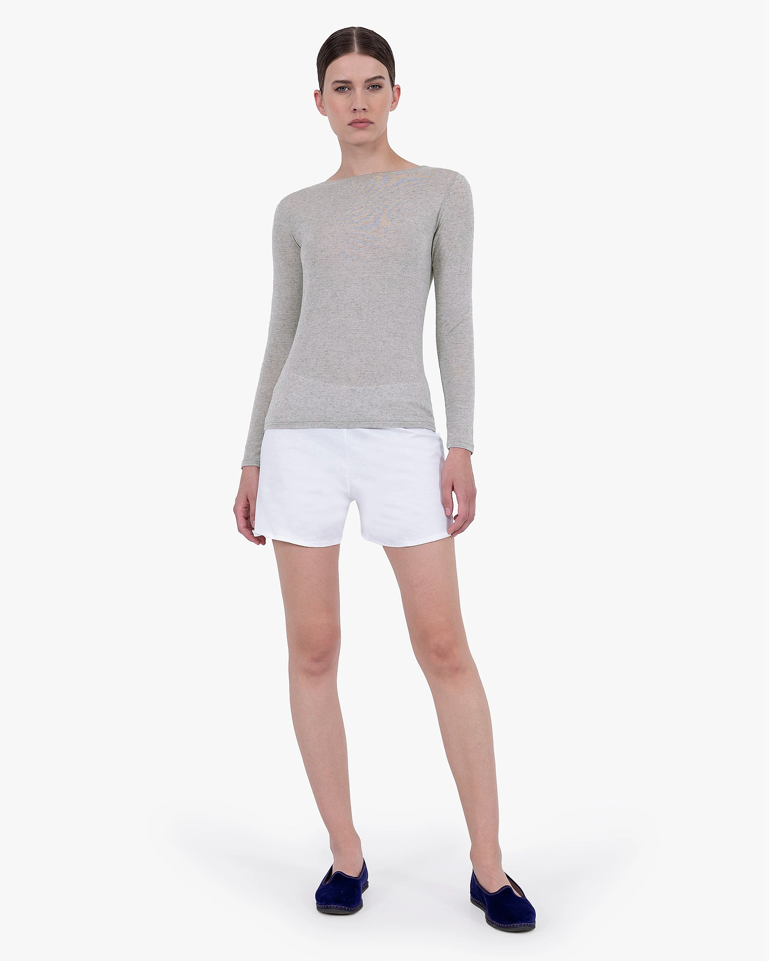 Ultralight Boat Neck Top - Grey Modal / Cashmere