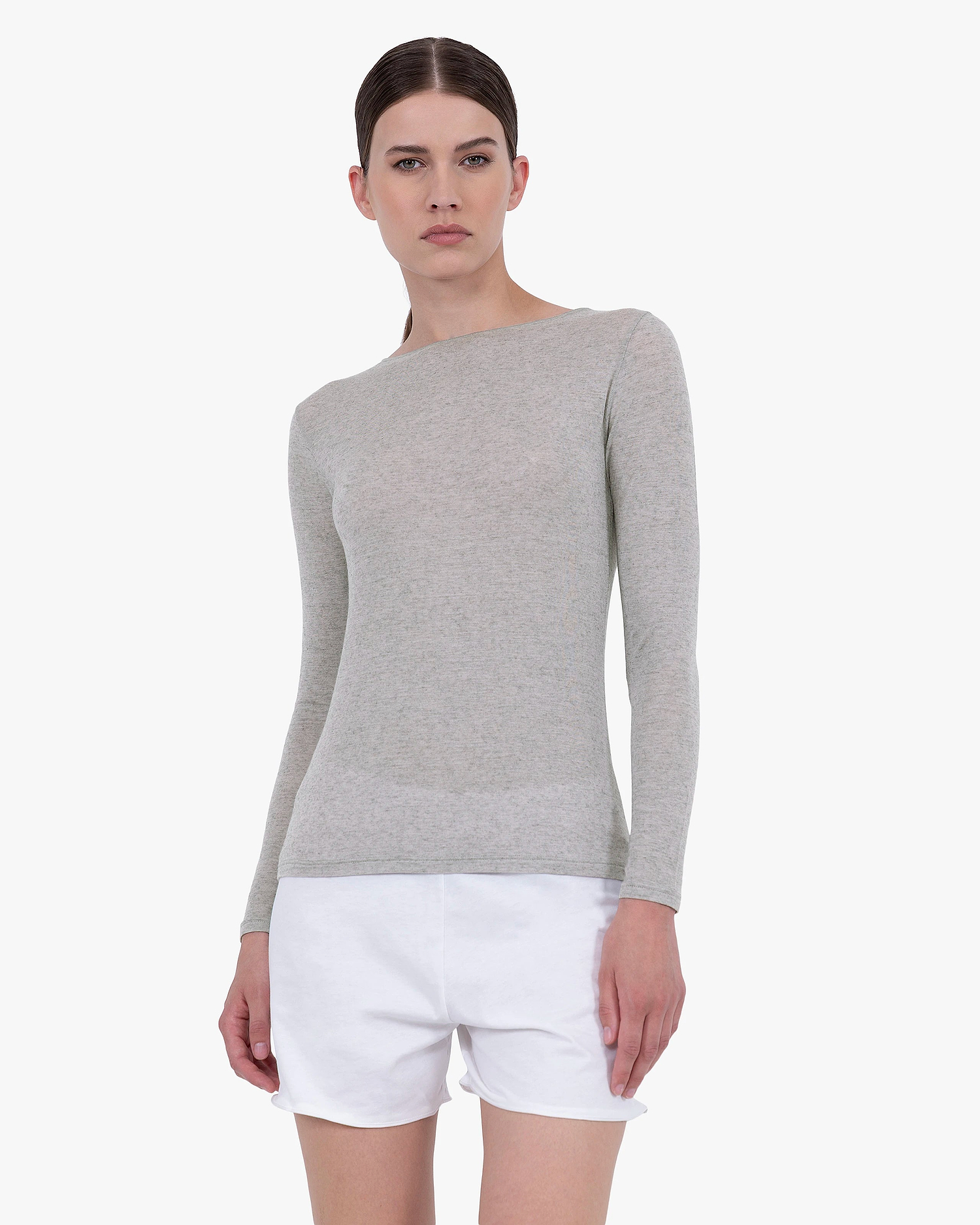 Ultralight Boat Neck Top - Grey Modal / Cashmere