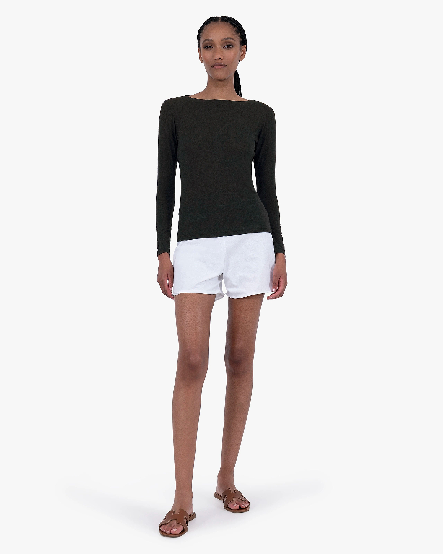 Ultralight Boat Neck Top - Black Modal / Cashmere