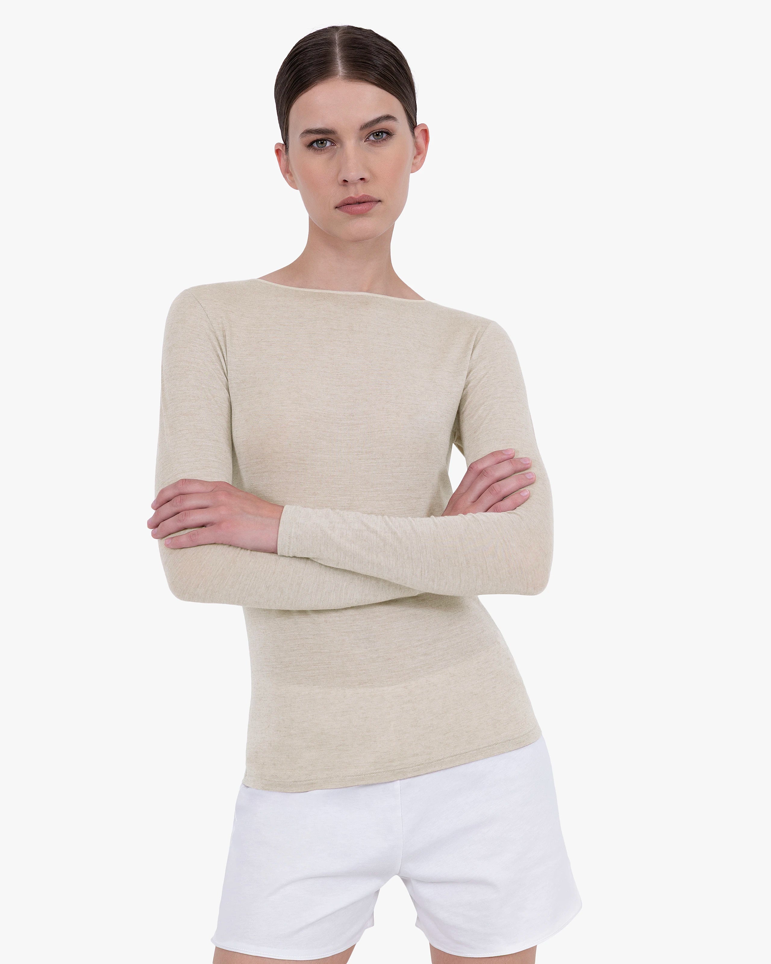 Ultralight Boat Neck Top - Walnut Modal / Cashmere