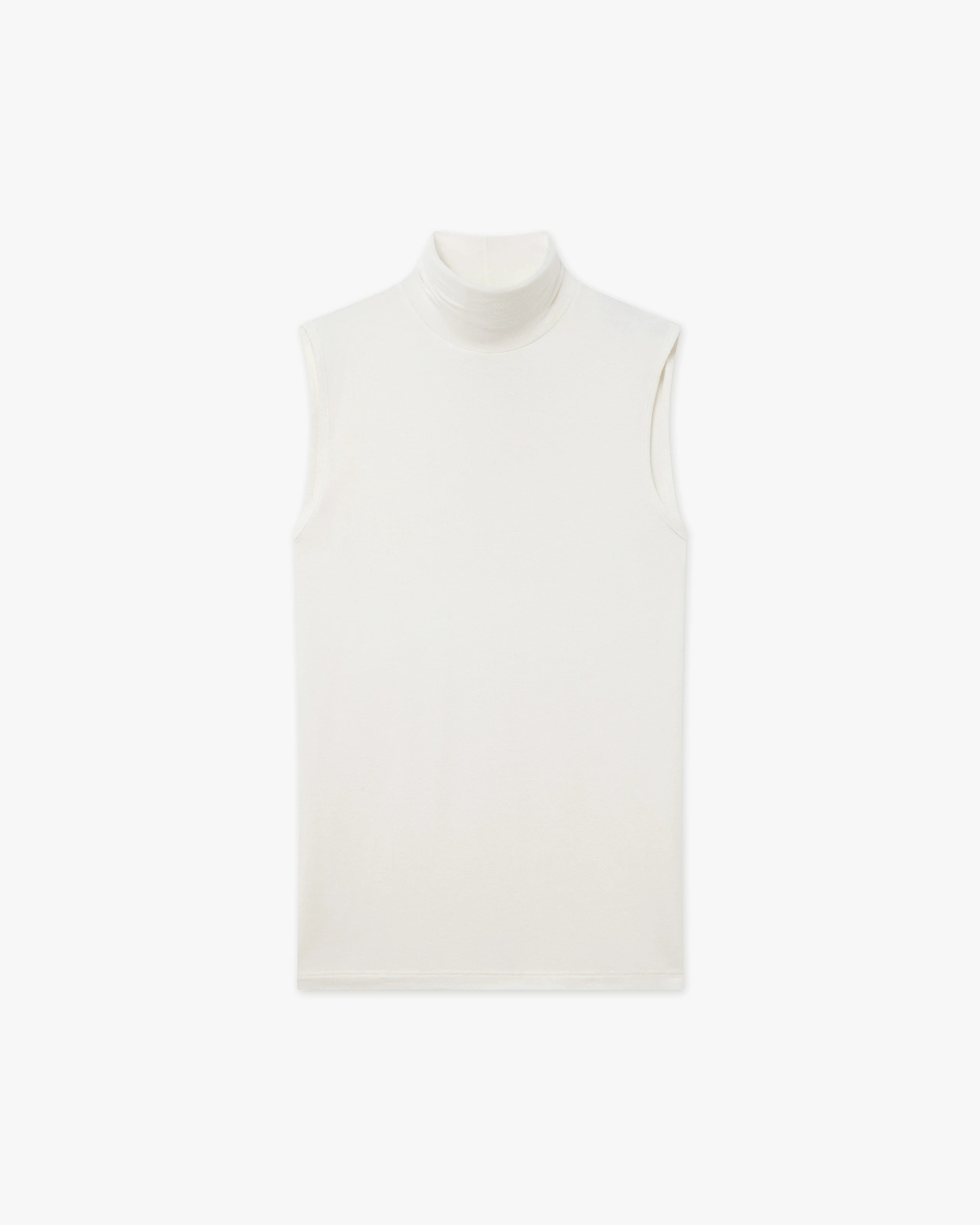 Ultralight Mock Neck Tank Top - White Modal / Cashmere