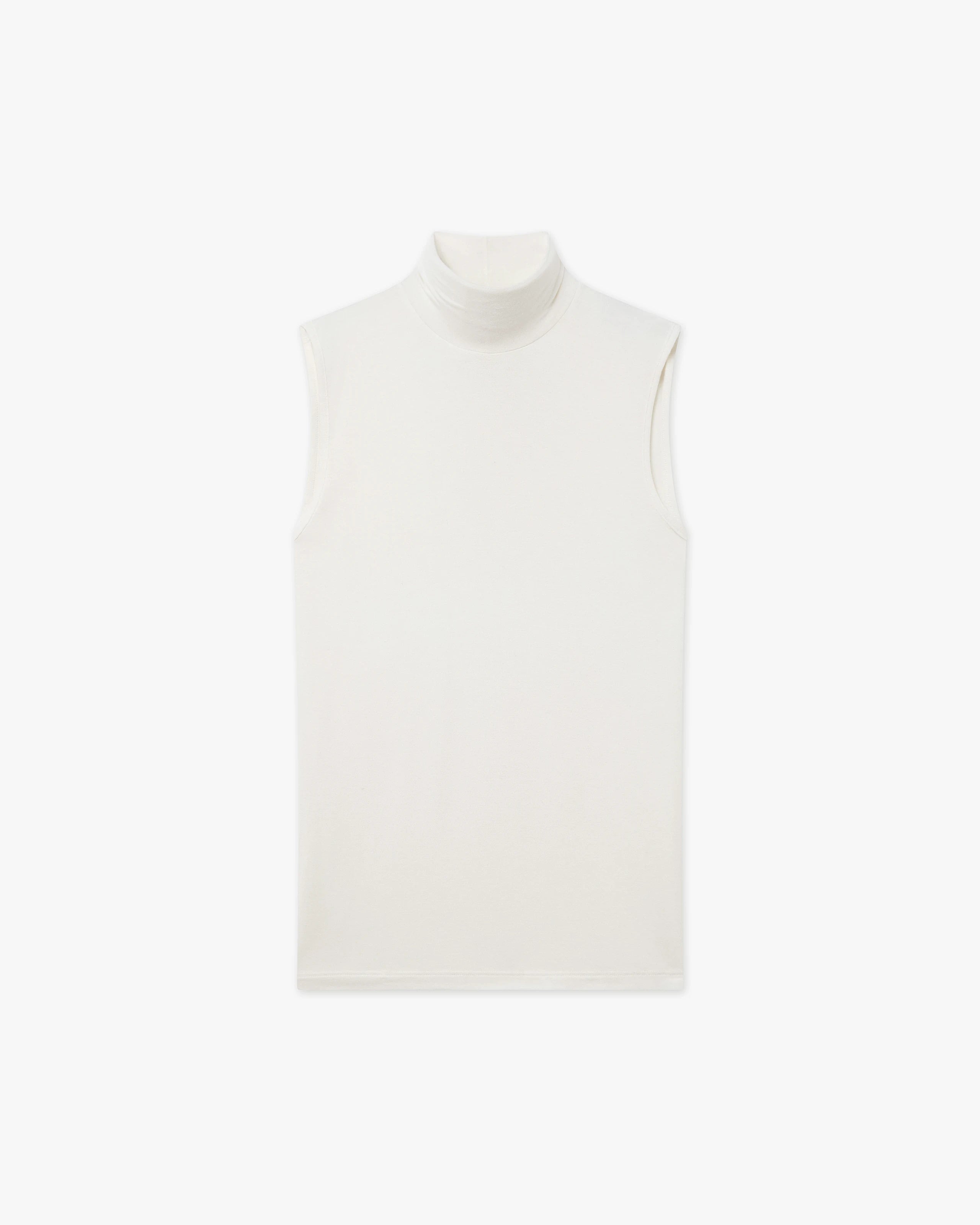 Ultralight Mock Neck Tank Top - White Modal / Cashmere
