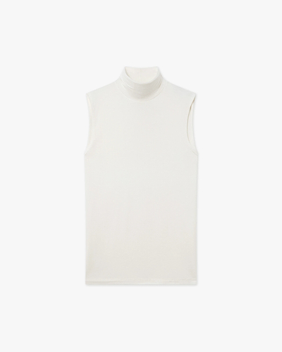 Ultralight Mock Neck Tank Top - White Modal / Cashmere