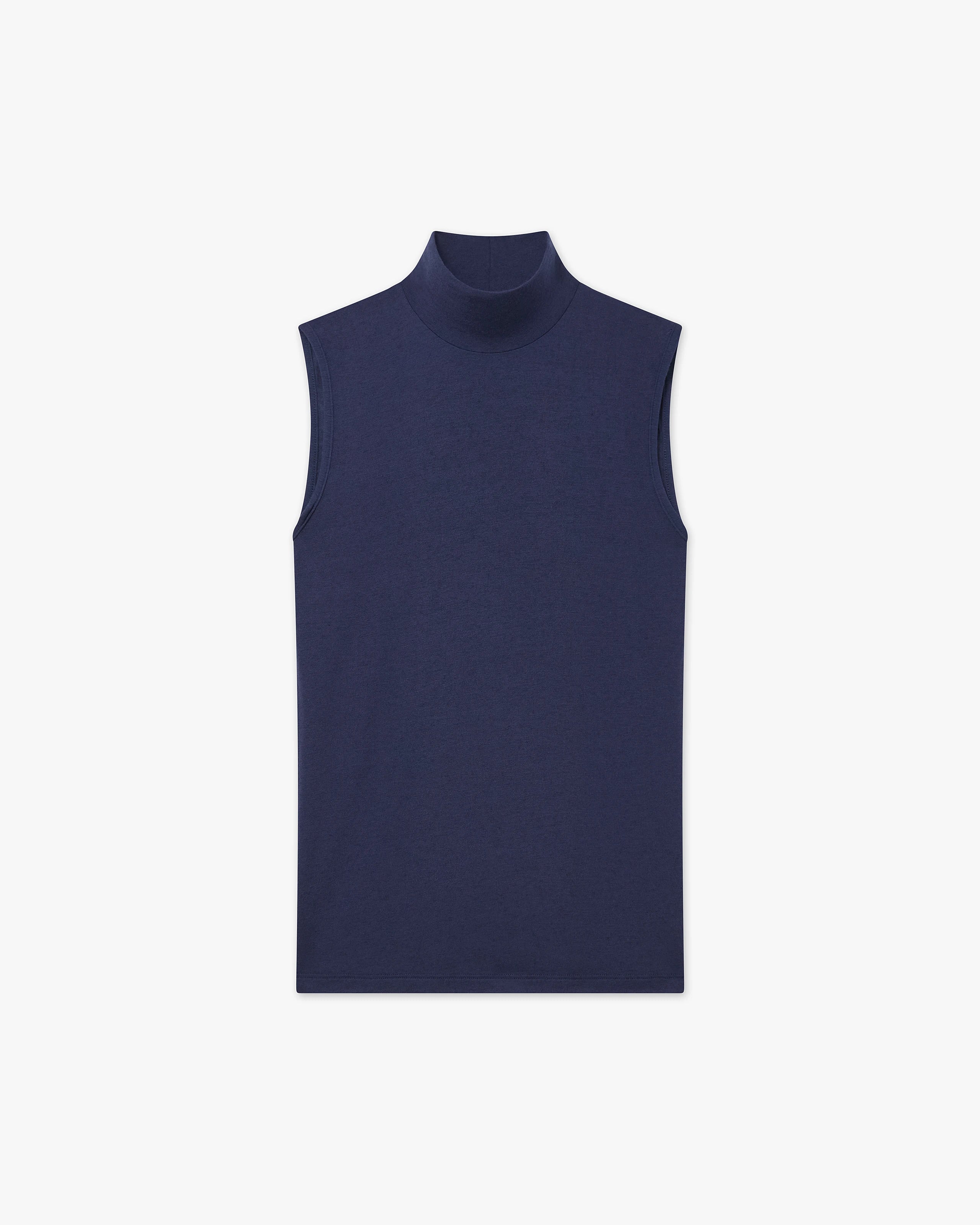 Ultralight Mock Neck Tank Top - Blue Modal / Cashmere