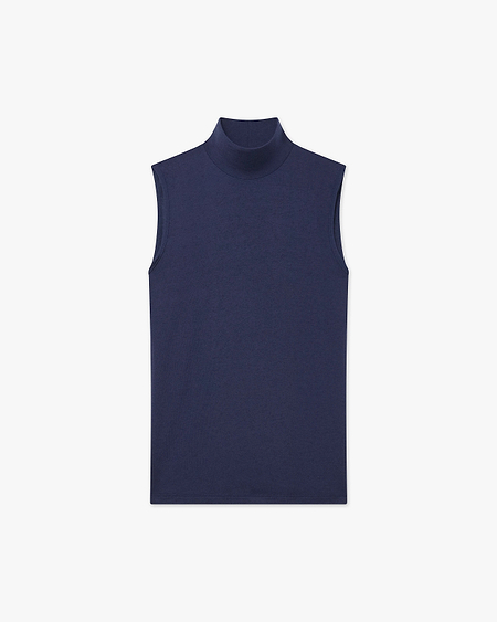 Ultralight Mock Neck Tank Top - Blue Modal / Cashmere