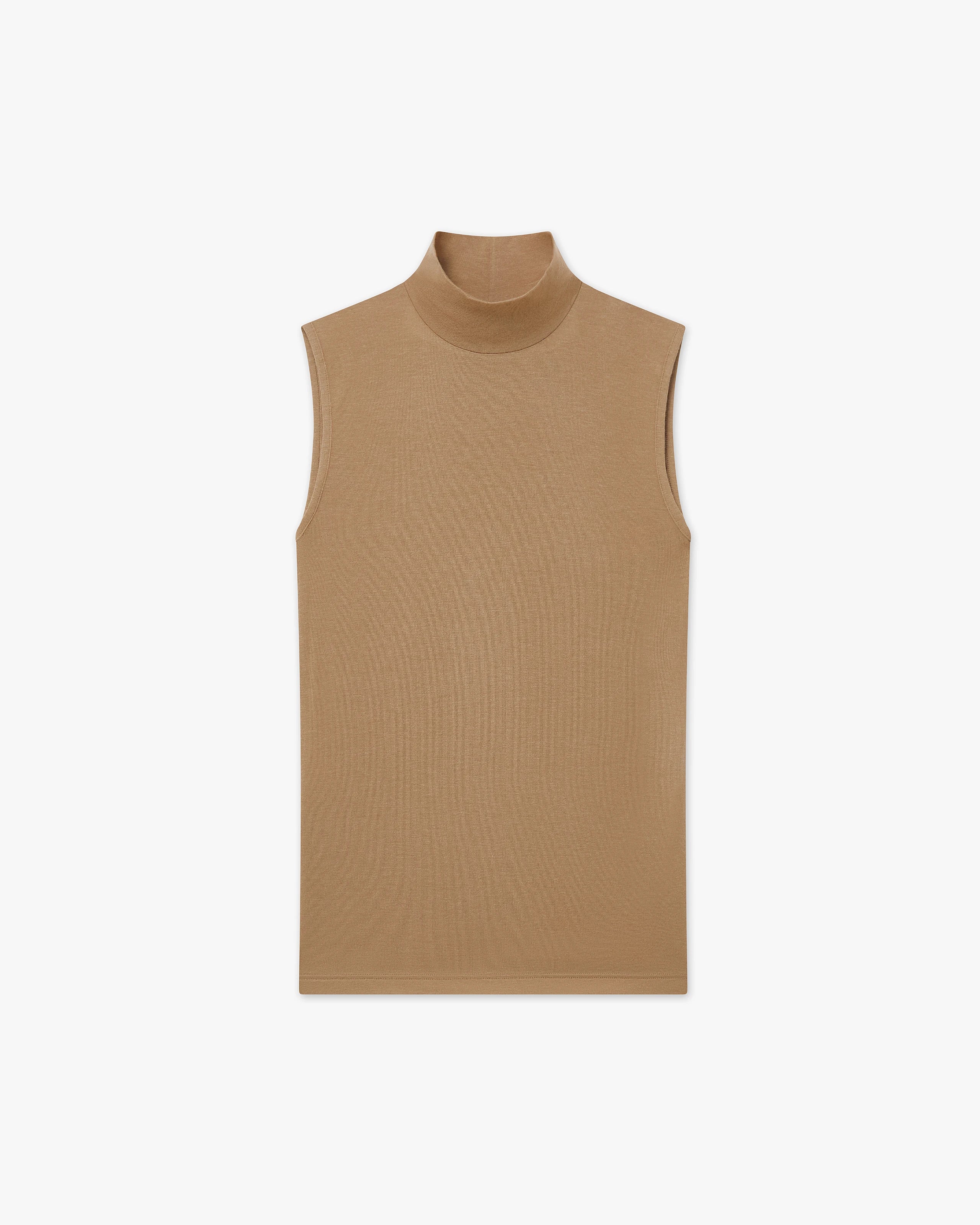 Ultralight Mock Neck Tank Top - Camel Modal / Cashmere