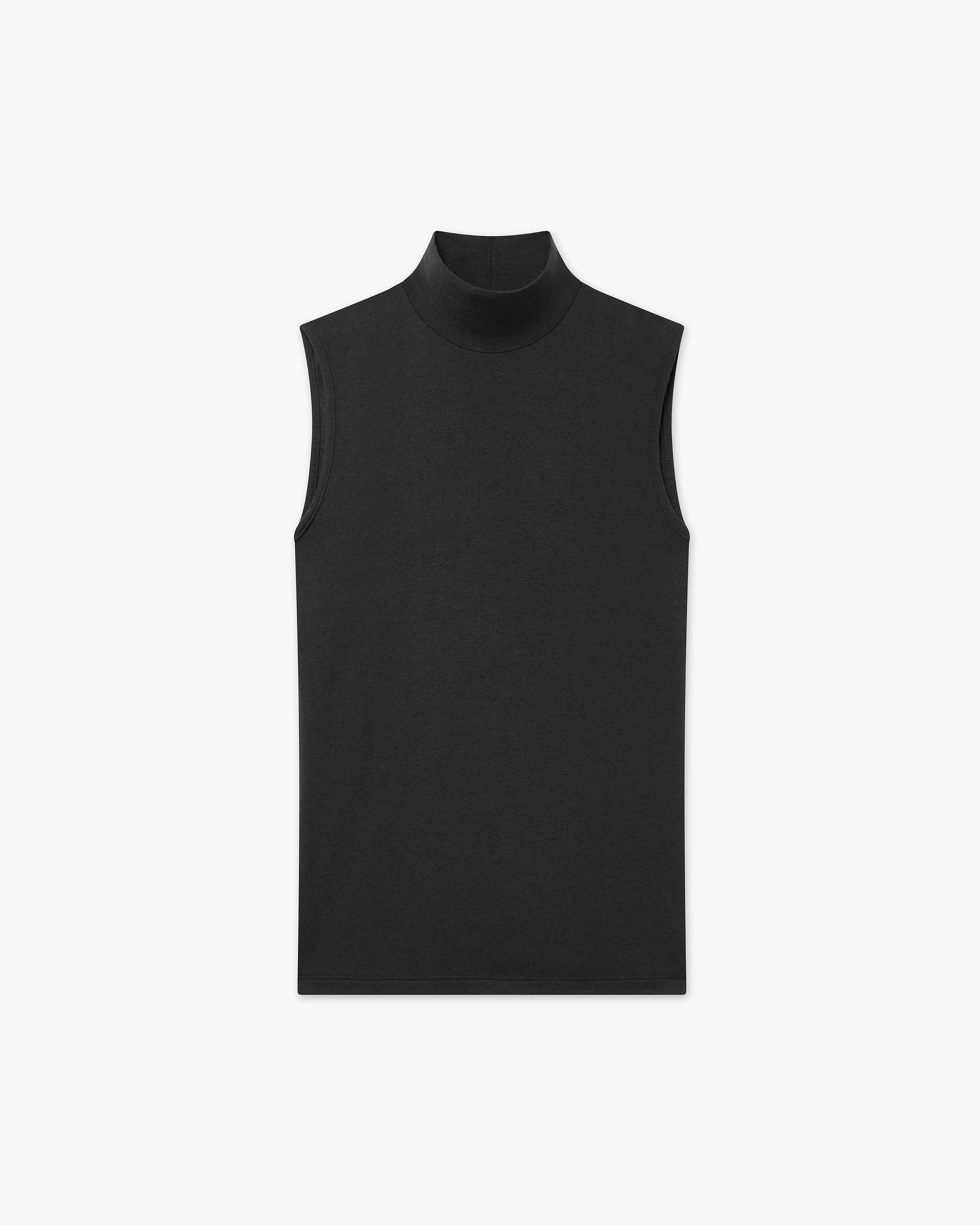 Ultralight Mock Neck Tank Top - Black Modal / Cashmere