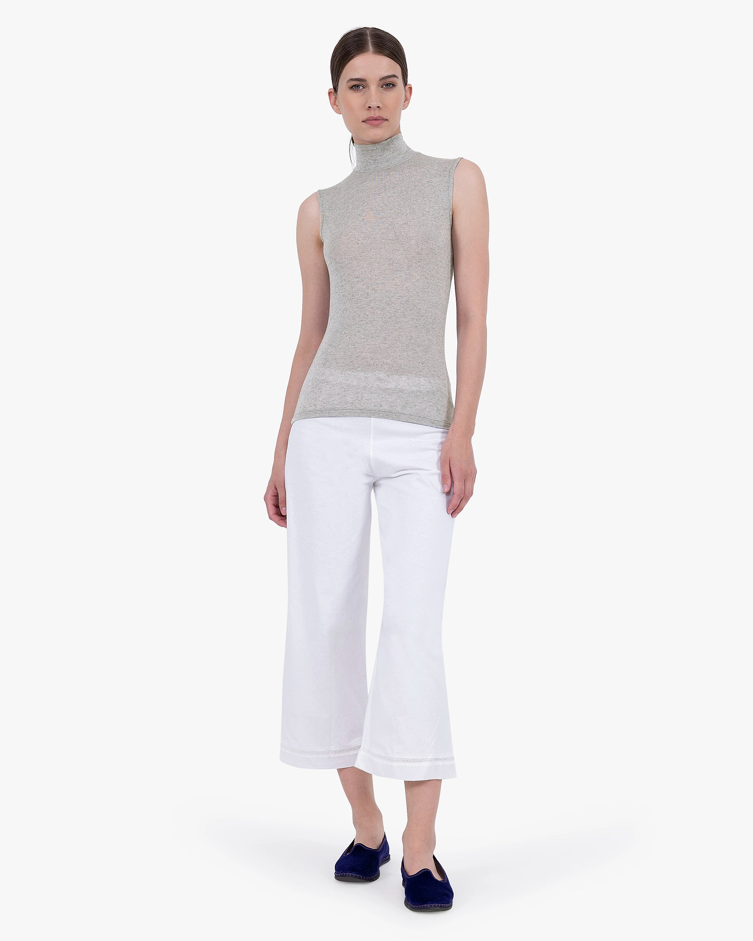 Ultralight Mock Neck Tank Top - Grey Modal / Cashmere