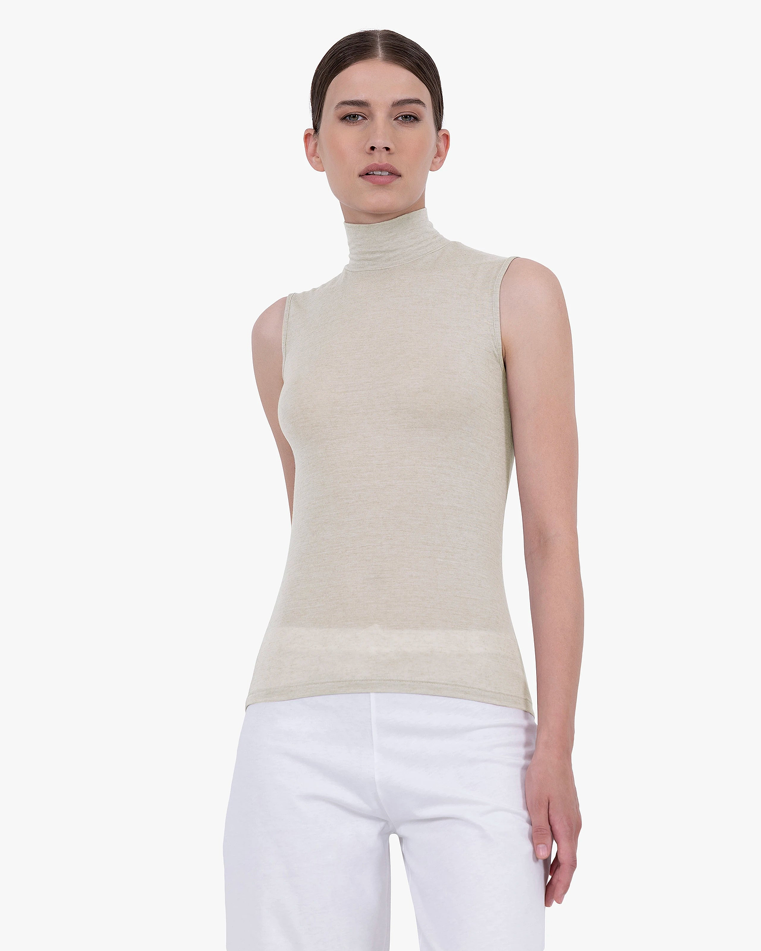 Ultralight Mock Neck Tank Top - Walnut Modal / Cashmere