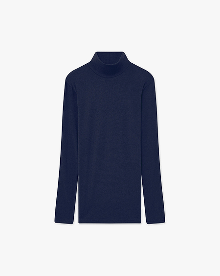Ultralight Mock Neck Top - Blue Modal / Cashmere