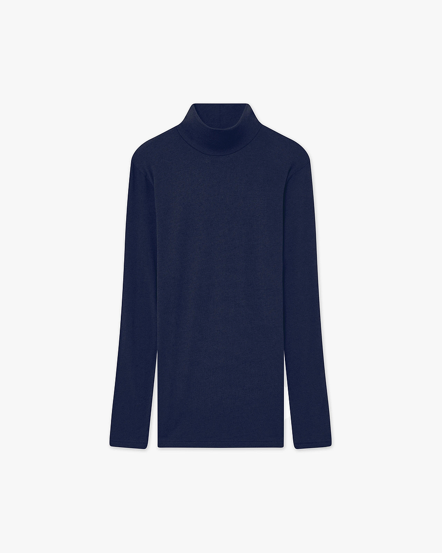 Ultralight Mock Neck Top - Blue Modal / Cashmere
